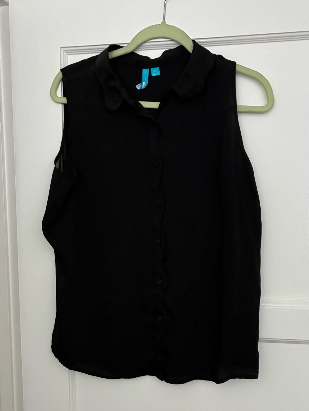 Nanette Lenore Sleeveless Button-Front Blouse - Black - Sheer Back - XL